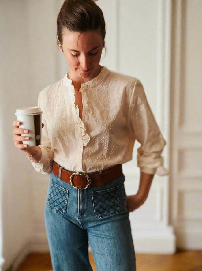 Blouse Embroidery Romie Ecru