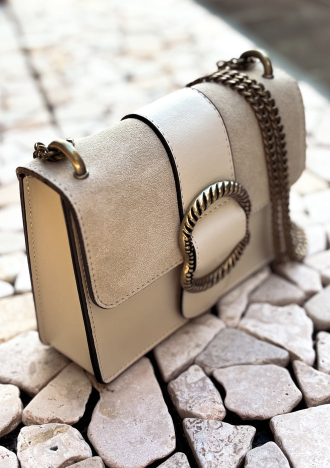 Handbag Gaelle Beige Leather
