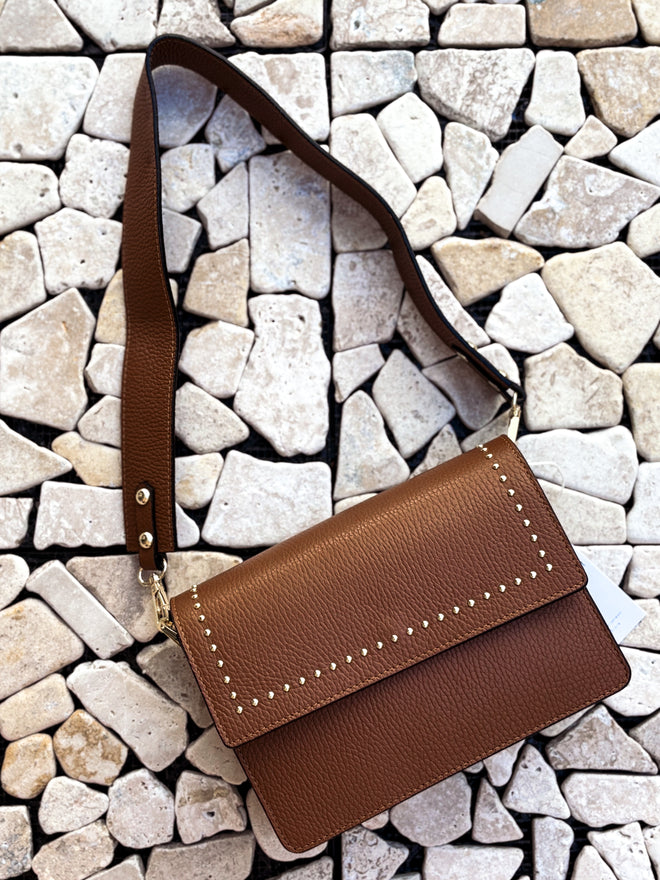 Handbag Laure Studs Camel Leather