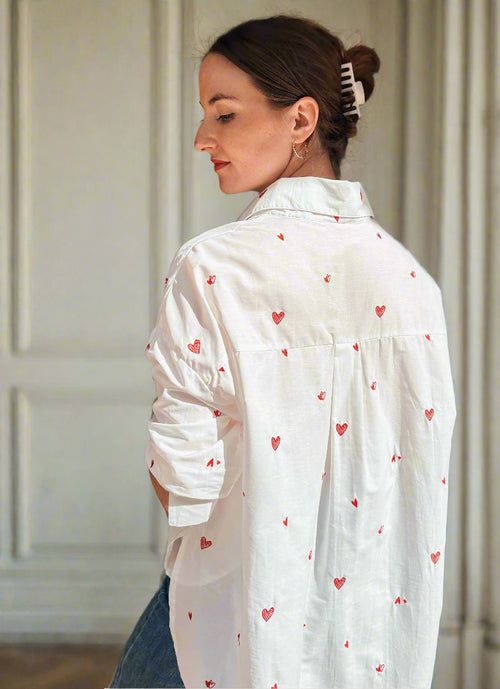 Maison Torrini Paris white shirt red embroidery heart french fashion online