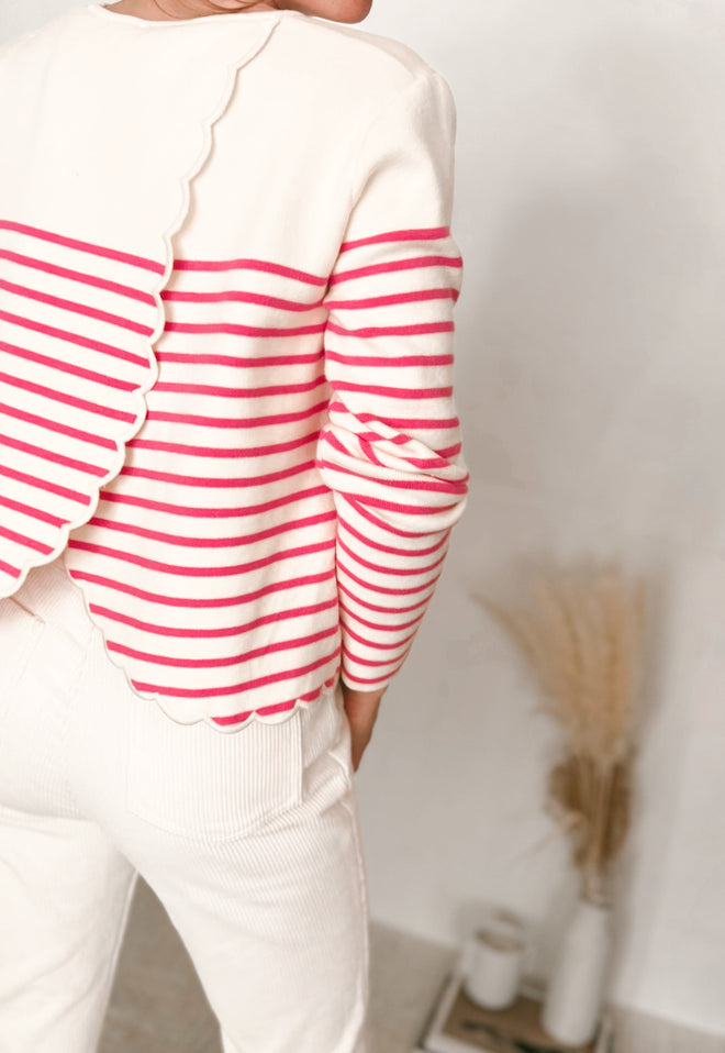 Knit Jumper Mariniere Audrey Pink/Ecru