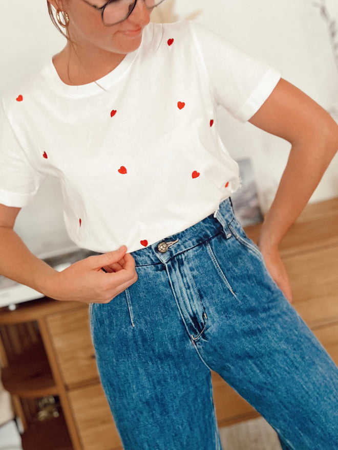 Tee Coeur White/Red Heart