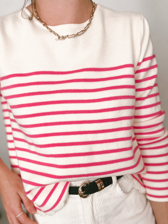 Knit Jumper Mariniere Audrey Pink/Ecru