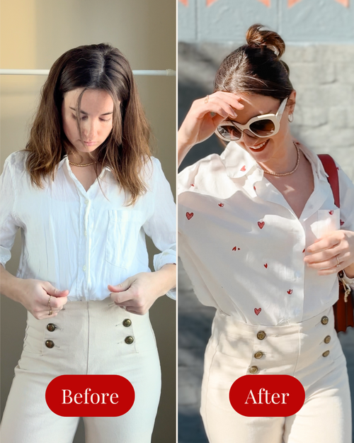 La Chemise Amour Red/White