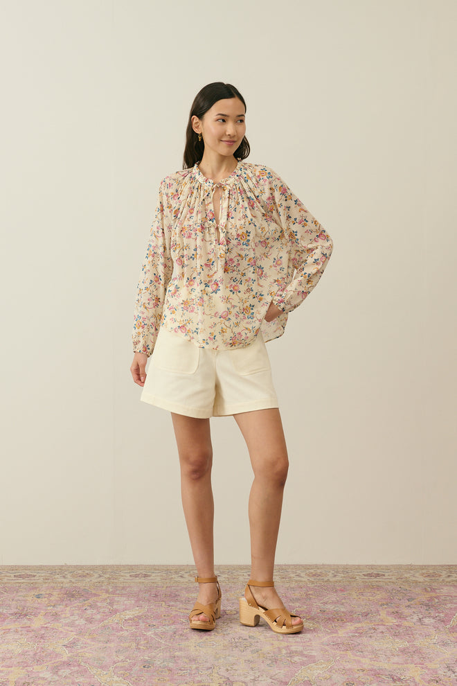 Blouse Nicoliana Cream Retro Garden - Louise Misha