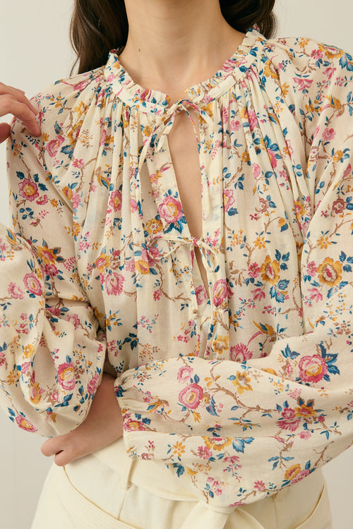 Blouse Nicoliana Cream Retro Garden - Louise Misha