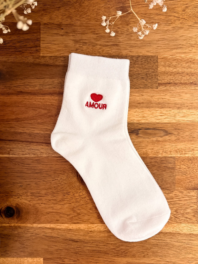 Chaussettes "Amour" White/Red