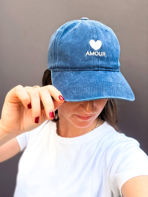 Casquette Amour blue denim wash maison torrini paris