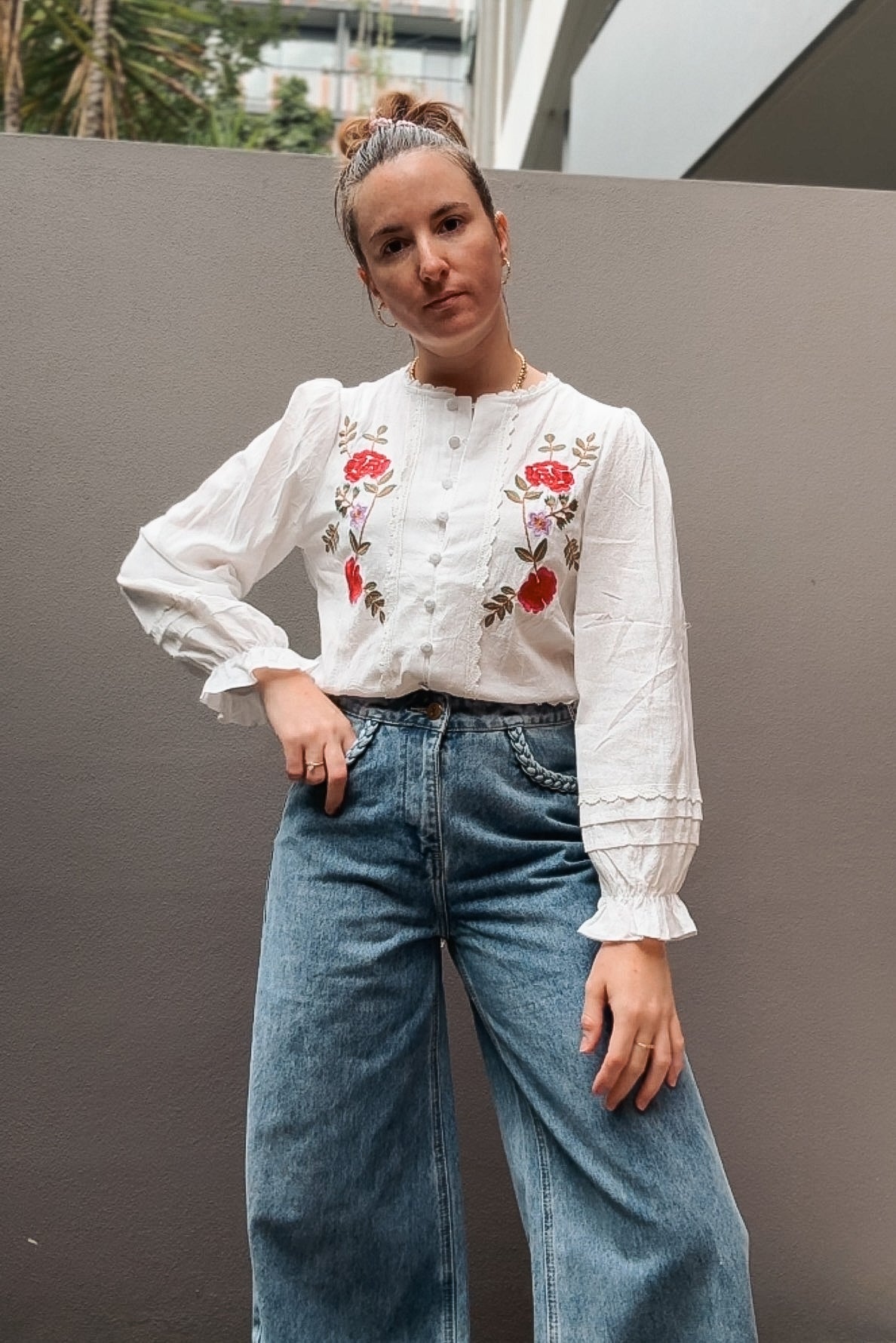 【美品】French 1900 handmade blouse WOMEN VINTAGE 1900-1920's Antique French Cotton Blouse white #8