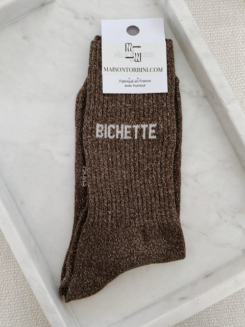 SOCKS "BICHETTE" BROWN SHIMMER - 36/40