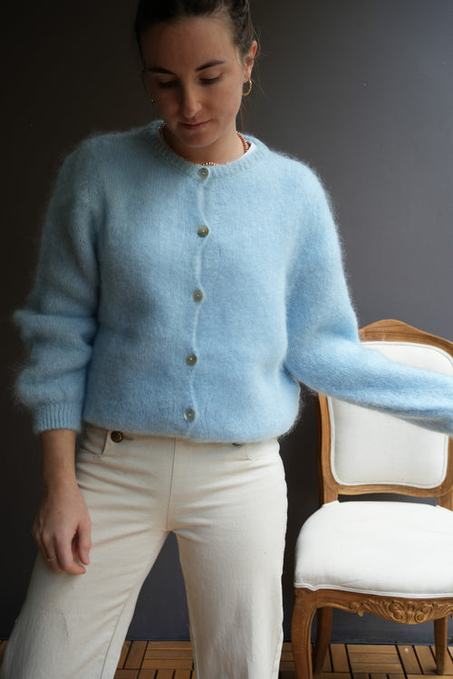 Knit Cardigan Maude Blue Powder Mohair/Wool