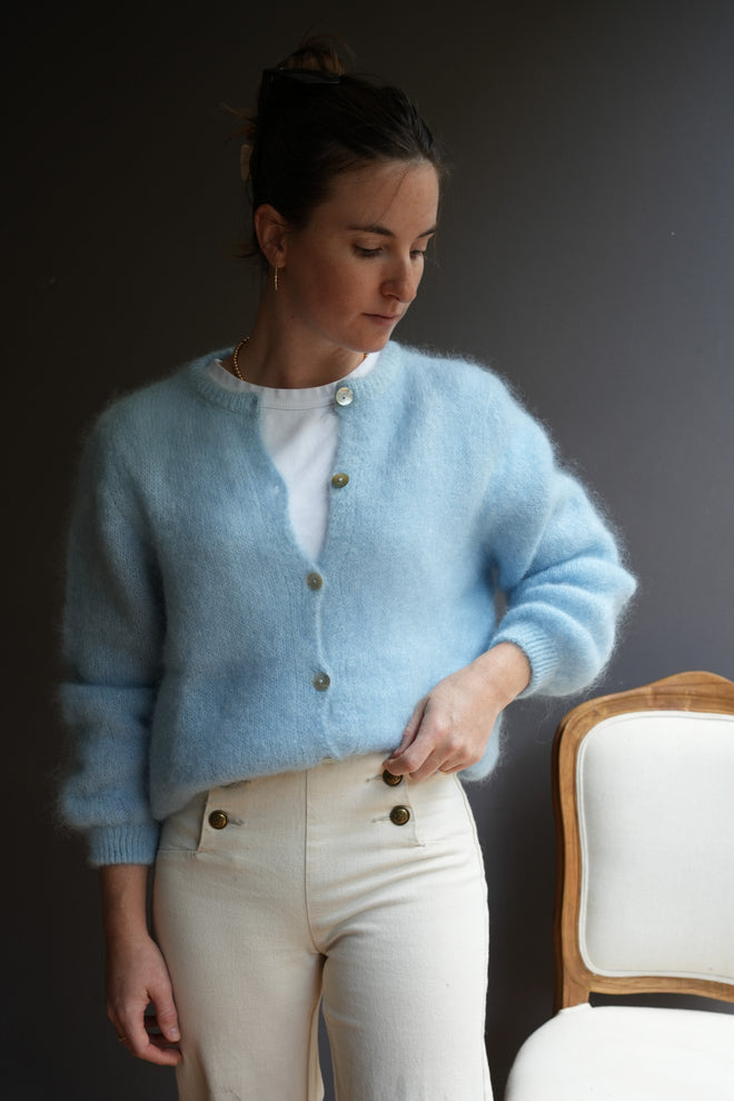 Knit Cardigan Maude Blue Powder Mohair/Wool