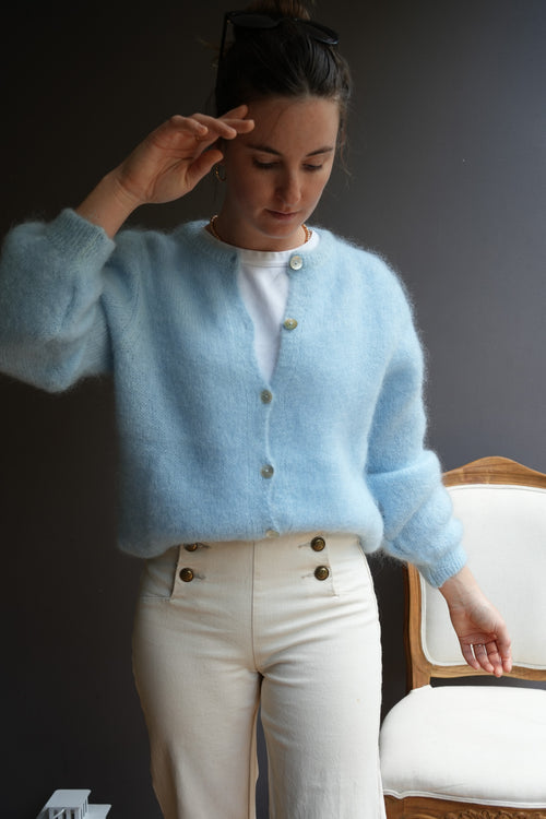 Knit Cardigan Maude Blue Powder Mohair/Wool