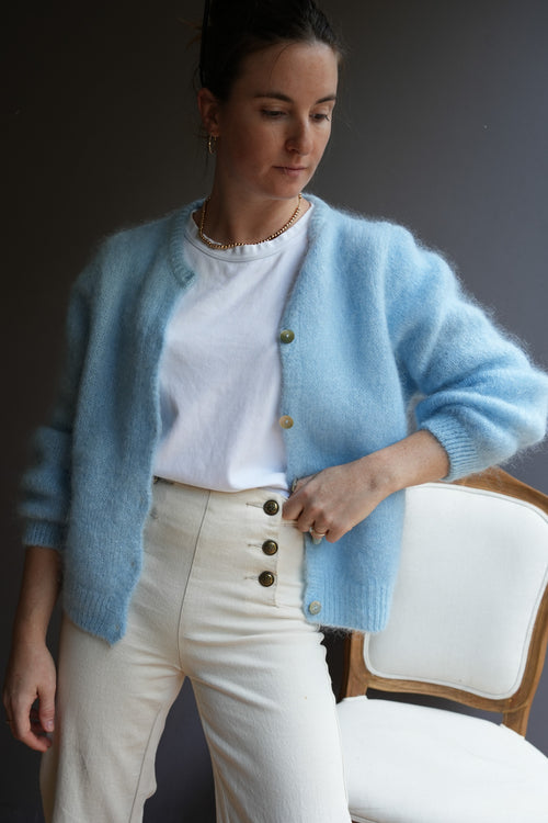 Knit Cardigan Maude Blue Powder Mohair/Wool