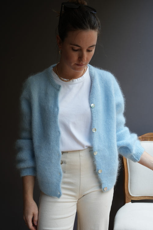 Knit Cardigan Maude Blue Powder Mohair/Wool
