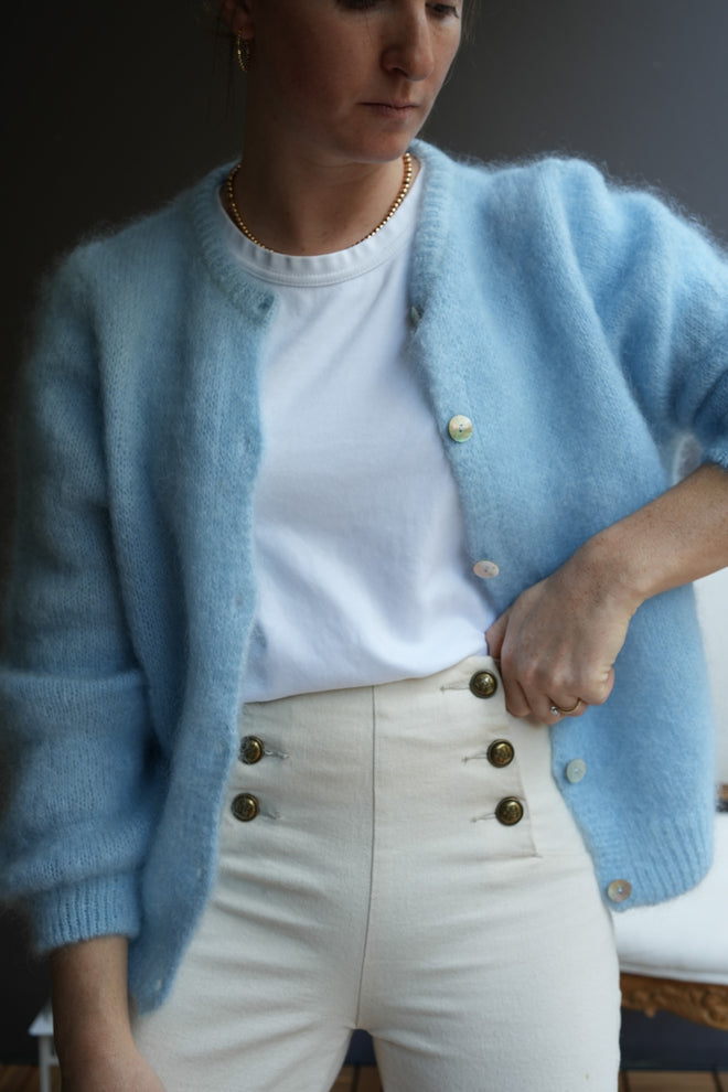 Knit Cardigan Maude Blue Powder Mohair/Wool