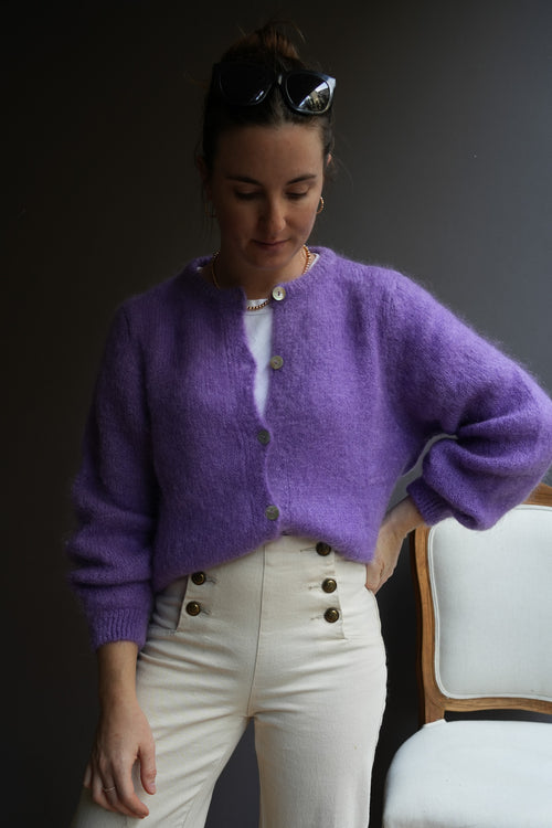 Knit Cardigan Maude Lilac Mohair/Wool