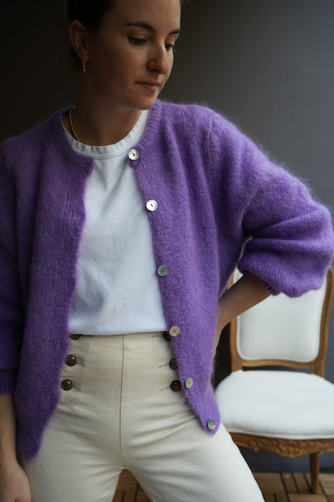 Knit Cardigan Maude Lilac Mohair/Wool
