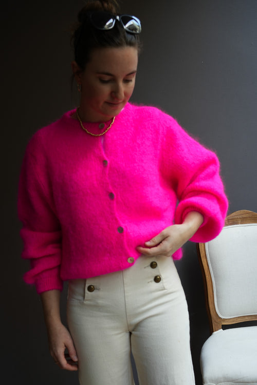 Knit Cardigan Maude Fuschia Mohair/Wool