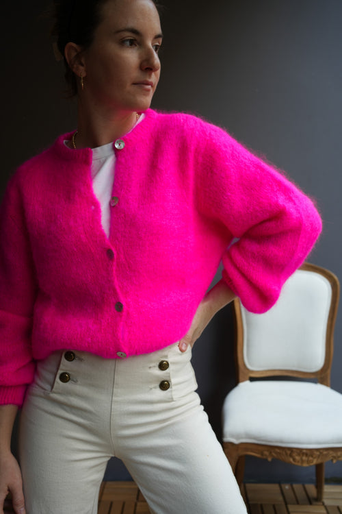 Knit Cardigan Maude Fuschia Mohair/Wool