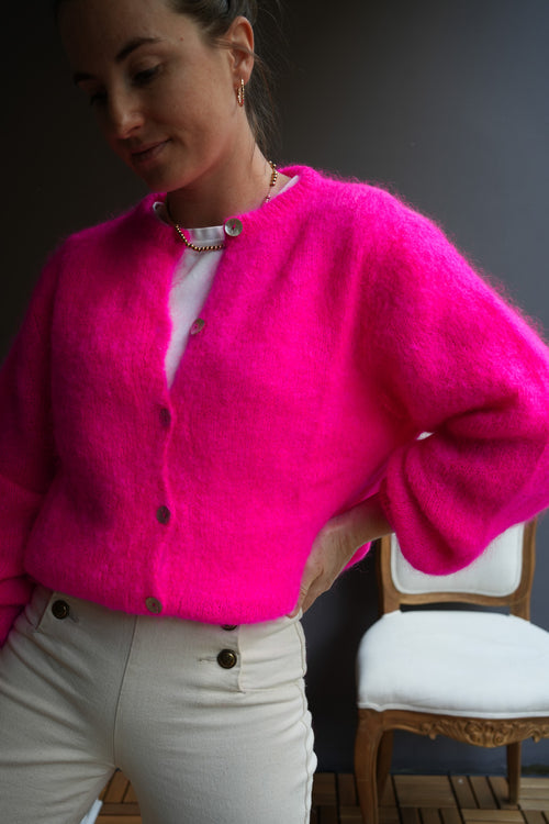 Knit Cardigan Maude Fuschia Mohair/Wool