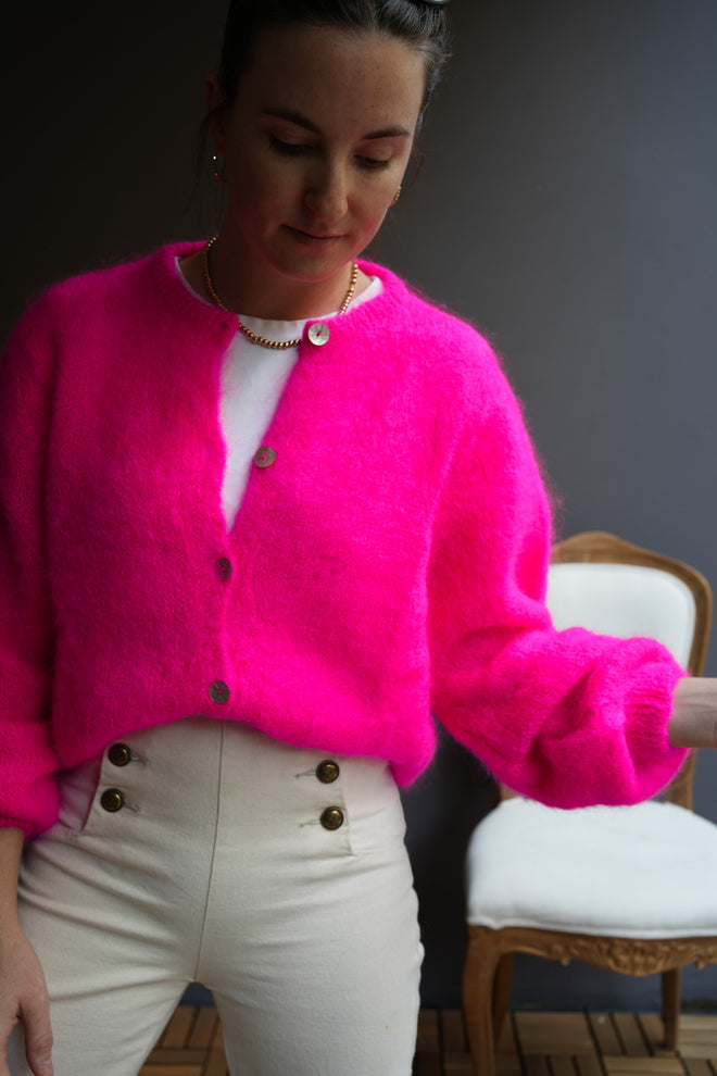 Knit Cardigan Maude Fuschia Mohair/Wool