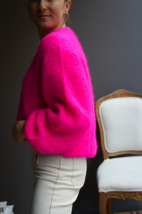 Knit Cardigan Maude Fuschia Mohair/Wool
