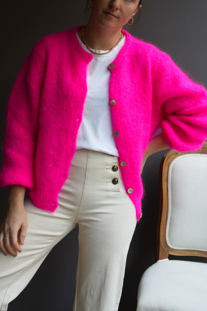 Knit Cardigan Maude Fuschia Mohair/Wool