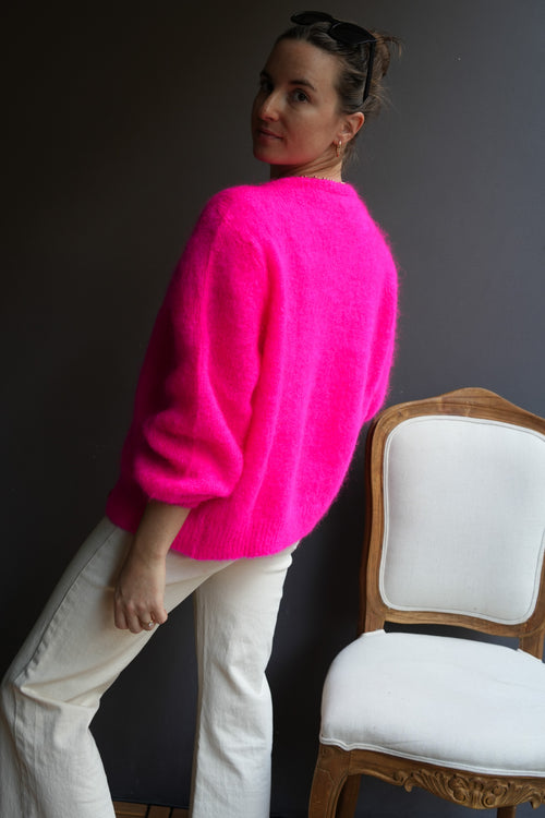 Knit Cardigan Maude Fuschia Mohair/Wool