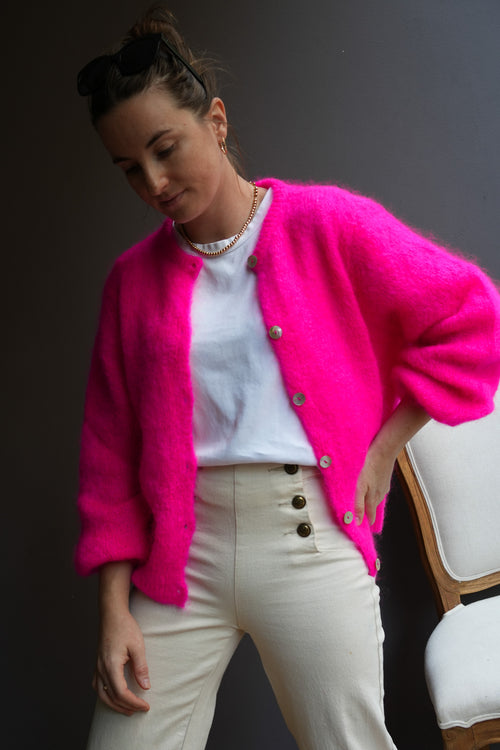 Knit Cardigan Maude Fuschia Mohair/Wool