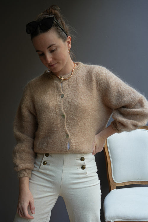 Knit Cardigan Maude Taupe Mohair/Wool
