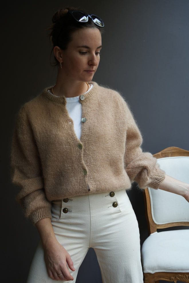 Knit Cardigan Maude Taupe Mohair/Wool