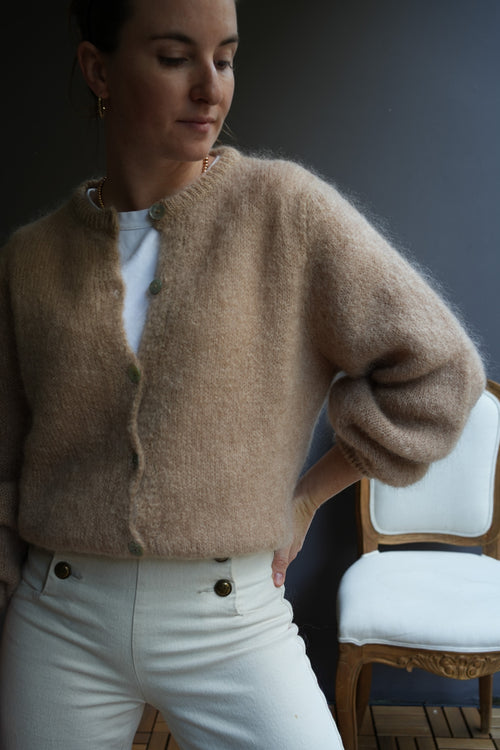 Knit Cardigan Maude Taupe Mohair/Wool