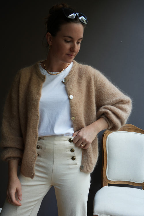Knit Cardigan Maude Taupe Mohair/Wool