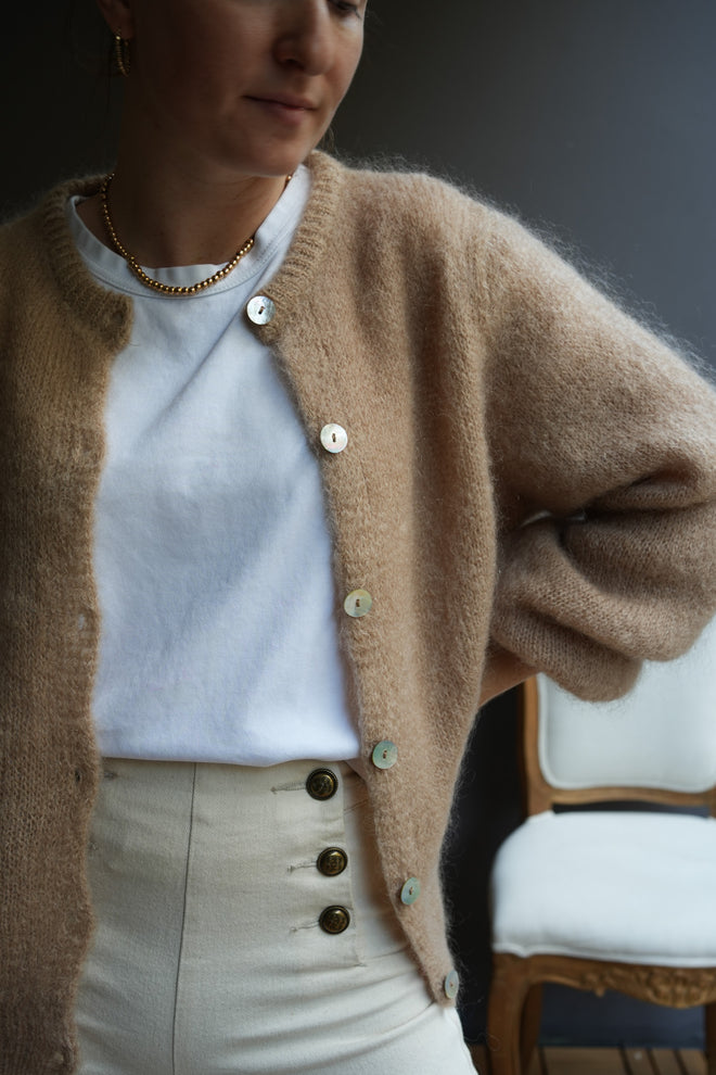 Knit Cardigan Maude Taupe Mohair/Wool