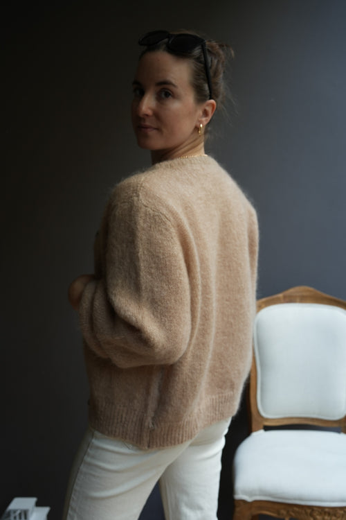 Knit Cardigan Maude Taupe Mohair/Wool