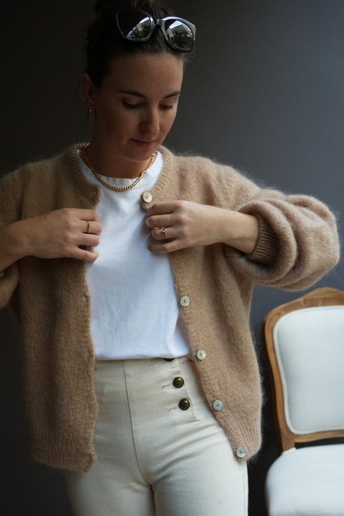 Knit Cardigan Maude Taupe Mohair/Wool