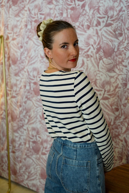 Top Marinière "Bisou" Ecru/Navy