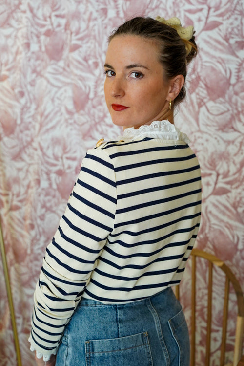 Top Marinière "Bisou" Ecru/Navy