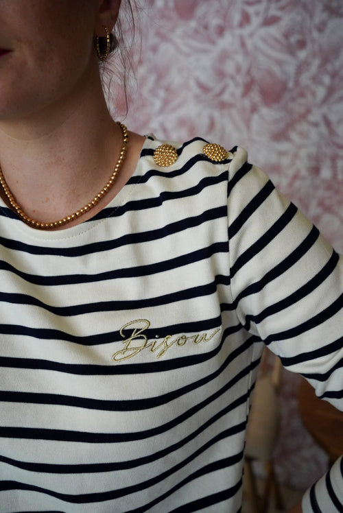Top Marinière "Bisou" Ecru/Navy