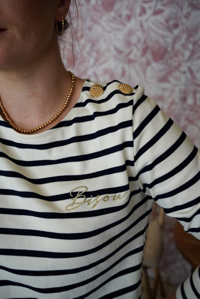 Top Marinière "Bisou" Ecru/Navy