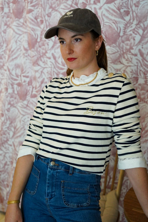 Top Marinière "Bisou" Ecru/Navy