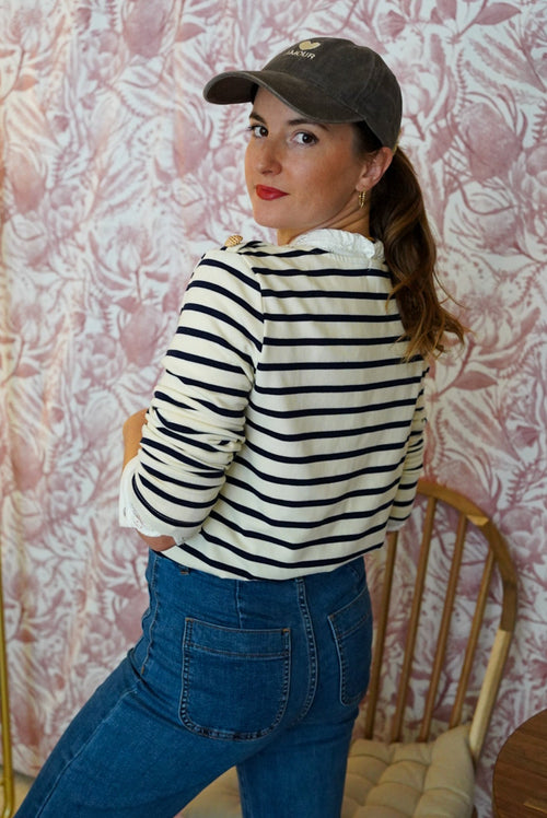 Top Marinière "Bisou" Ecru/Navy
