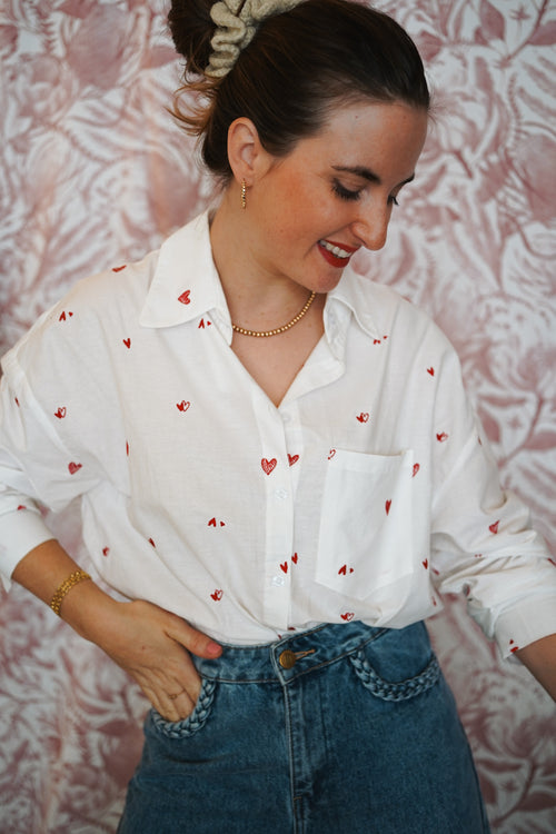 La Chemise Amour Red/White