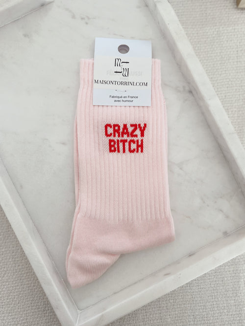 SOCKS "CRAZY BITCH" PINK - 36/40