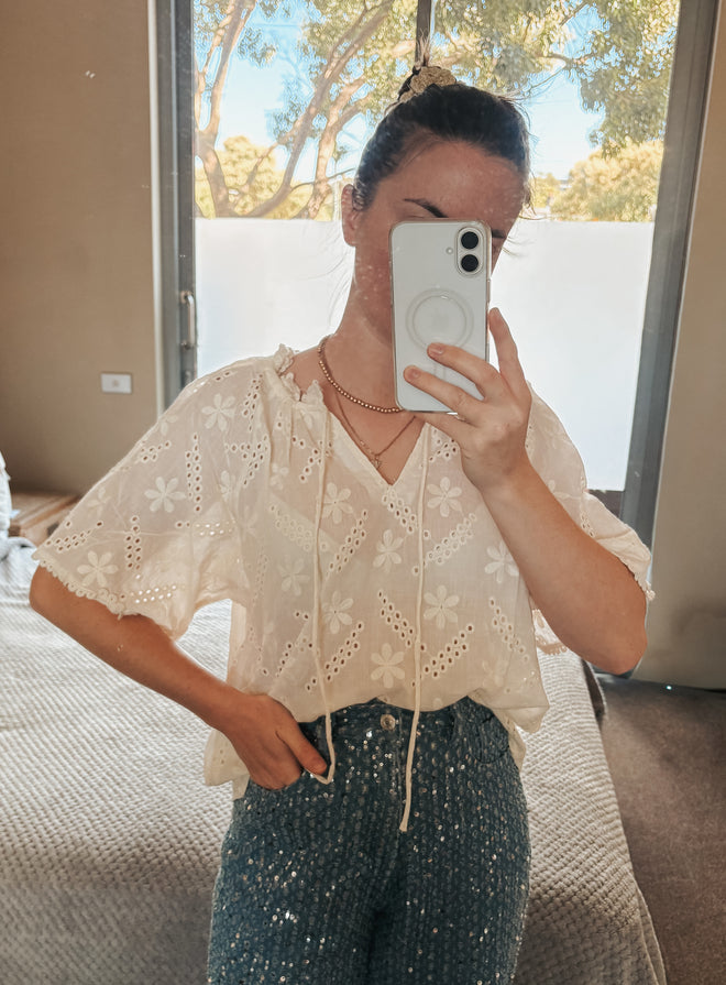 Blouse Melissa Cream Embroidery