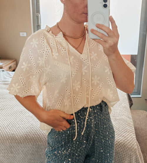 Blouse Melissa Cream Embroidery