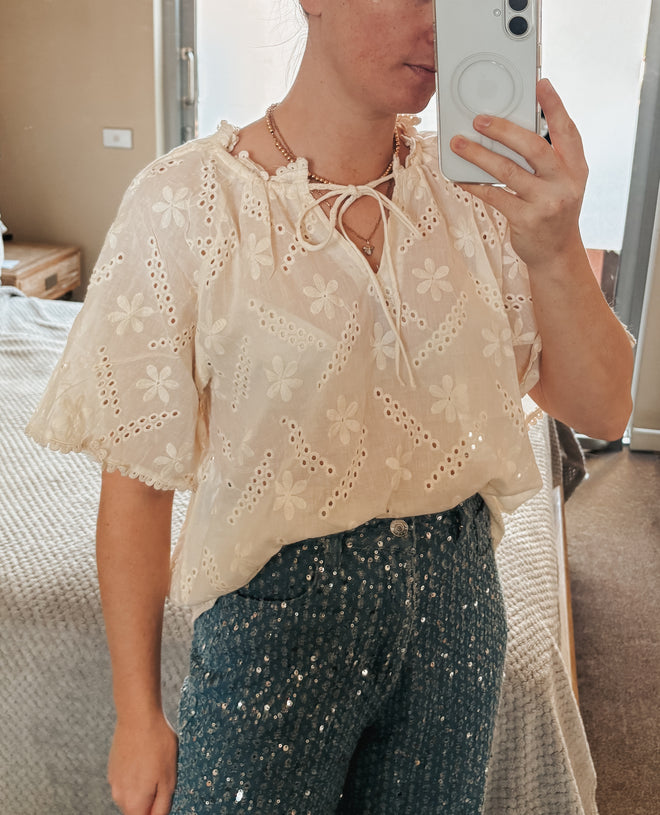 Blouse Melissa Cream Embroidery