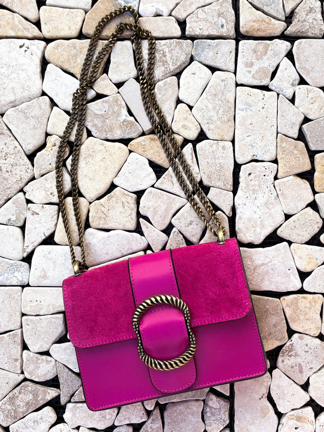 HANDBAG GAELLE FUSCHIA LEATHER