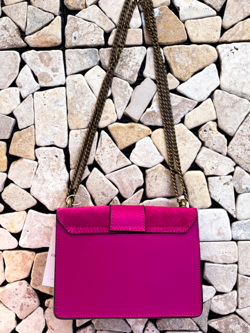 HANDBAG GAELLE FUSCHIA LEATHER